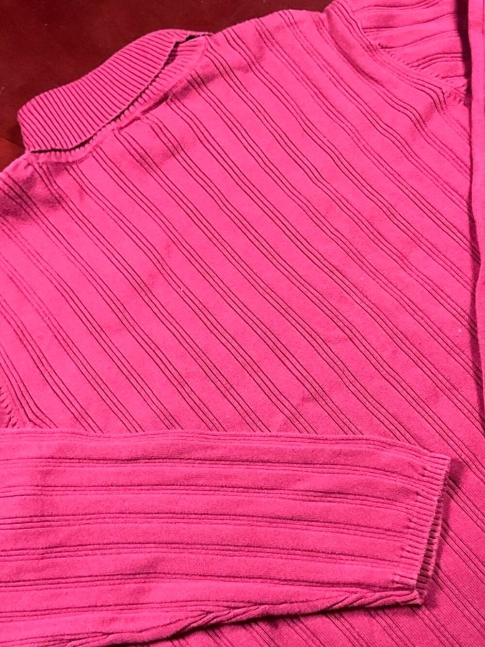 VTG Womens 90s Minimlist Red Turtleneck Acrtlic Sweater Ribbed Sweater (Large)